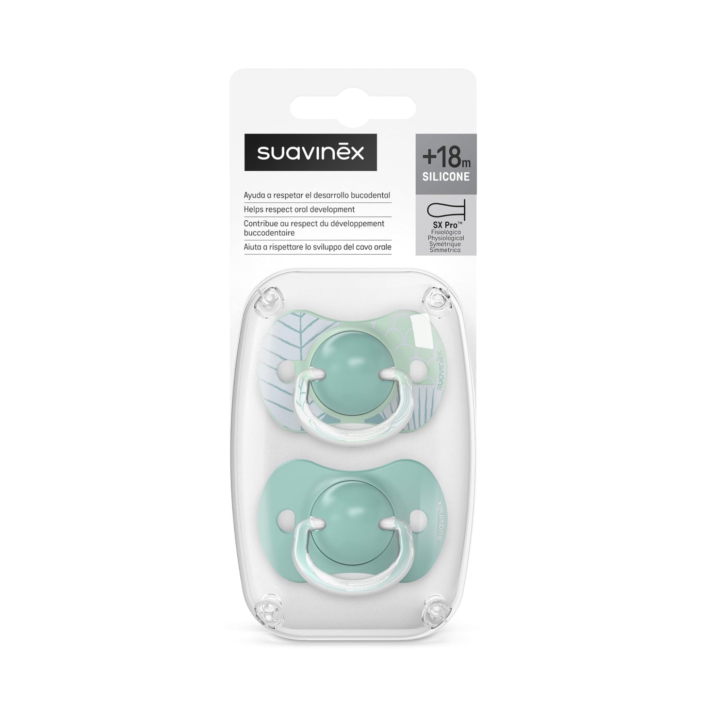 Suavinex, Set mit 2 Schnullern für Babys 0-6 Monate, Symmetrisch, Super weich und flexibel, Dreams Pink, 2er-Pack