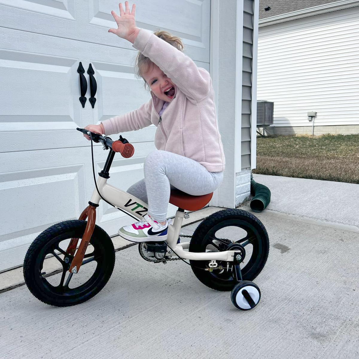 VTZII Laufrad 2 in 1 Kinderfahrrad für Kinder ab 2 3 4 5 6 7 Jahre,mit Bremse Stützräder Pedalen,12 14 16 Zoll Kinderlaufrad - Meloni2