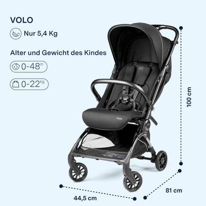 PEG Leichter Buggy Volo mit Regenschutz, Handgepäckgröße, Flugzeuggeeignet, Kompakt, Ab Geburt bis 22 kg, Reisetasche Inklusive, Malva