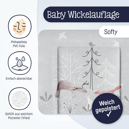 Julius Zöllner Wickelauflage Softy 85x75 cm - Wickelunterlage - wasserdicht und abwischbar - Made in Germany – Oeko-Tex Standard 100 – Schmusebär