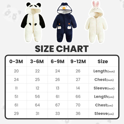 JiAmy Baby Winter Snowsuit, Toddler Girls Boys Warm Fleece Jumpsuit Fleece Romper Girls Boys Long Sleeve Jumpsuit 0-12 Months