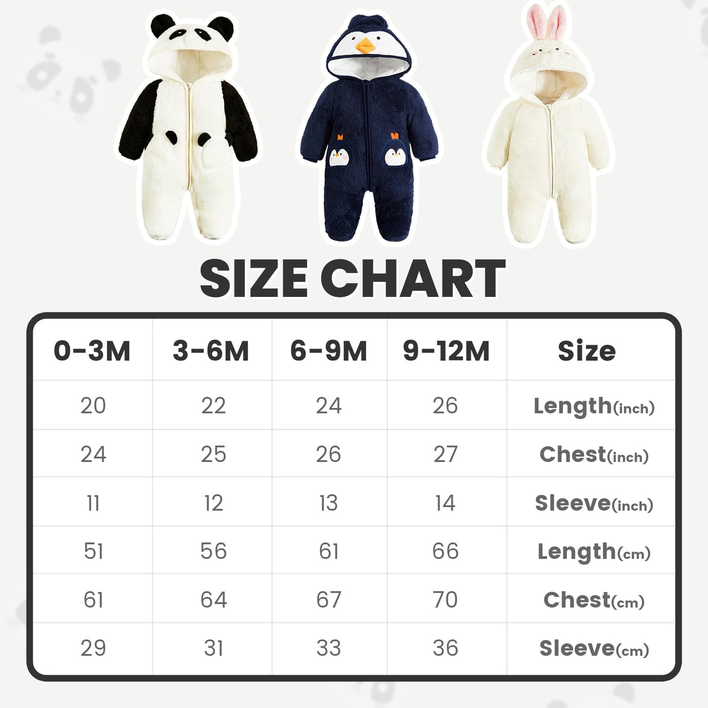 JiAmy Baby Winter Snowsuit, Toddler Girls Boys Warm Fleece Jumpsuit Fleece Romper Girls Boys Long Sleeve Jumpsuit 0-12 Months