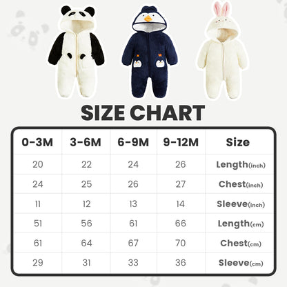 JiAmy Baby Winter Snowsuit, Toddler Girls Boys Warm Fleece Jumpsuit Fleece Romper Girls Boys Long Sleeve Jumpsuit 0-12 Months