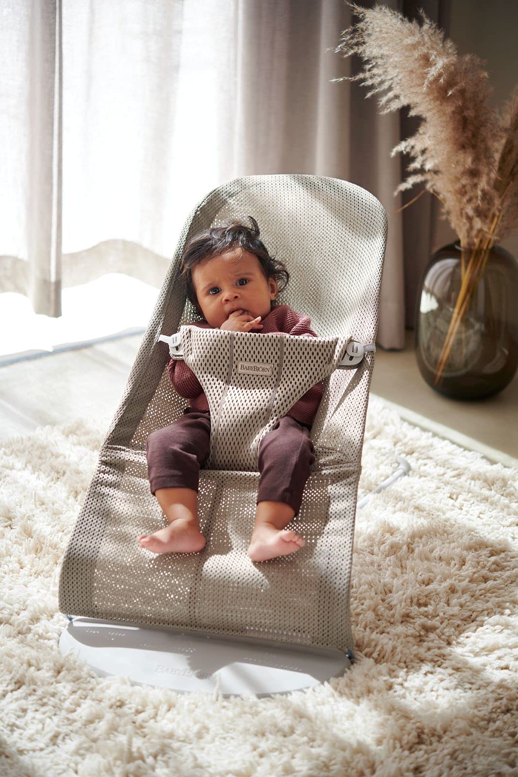 BabyBjörn Bliss Baby Bouncer, Woven, Classic Quilting, Sand Grey 