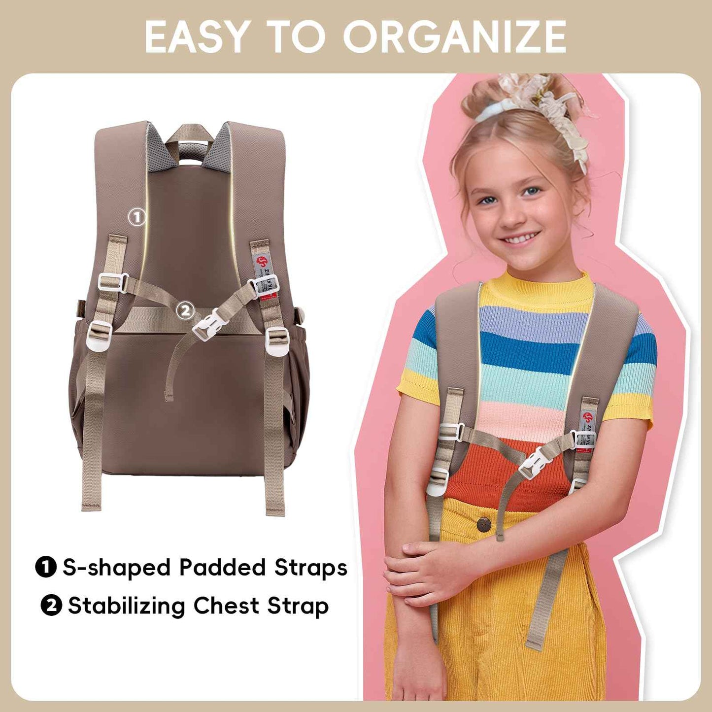 School Backpack Teenager - 36L School Bag for Girls from 5th Grade, Large Backpack for Middle and High School, Casual Children's Backpack with Cute Pendant and Trolley Strap, black, Rucksack