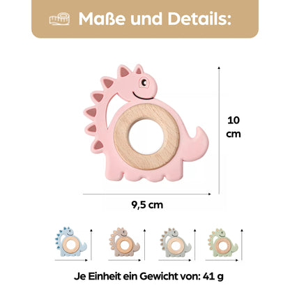 Schildkröte Beißring für Baby Natur Holz & Silikon Blau - Kauspielzeug, Zahnen-Hilfe & Greifling - Babyspielzeug Beissring Geschenk zur Geburt - Holz-Spielzeug nachhaltig, BPA-frei schadstofffrei