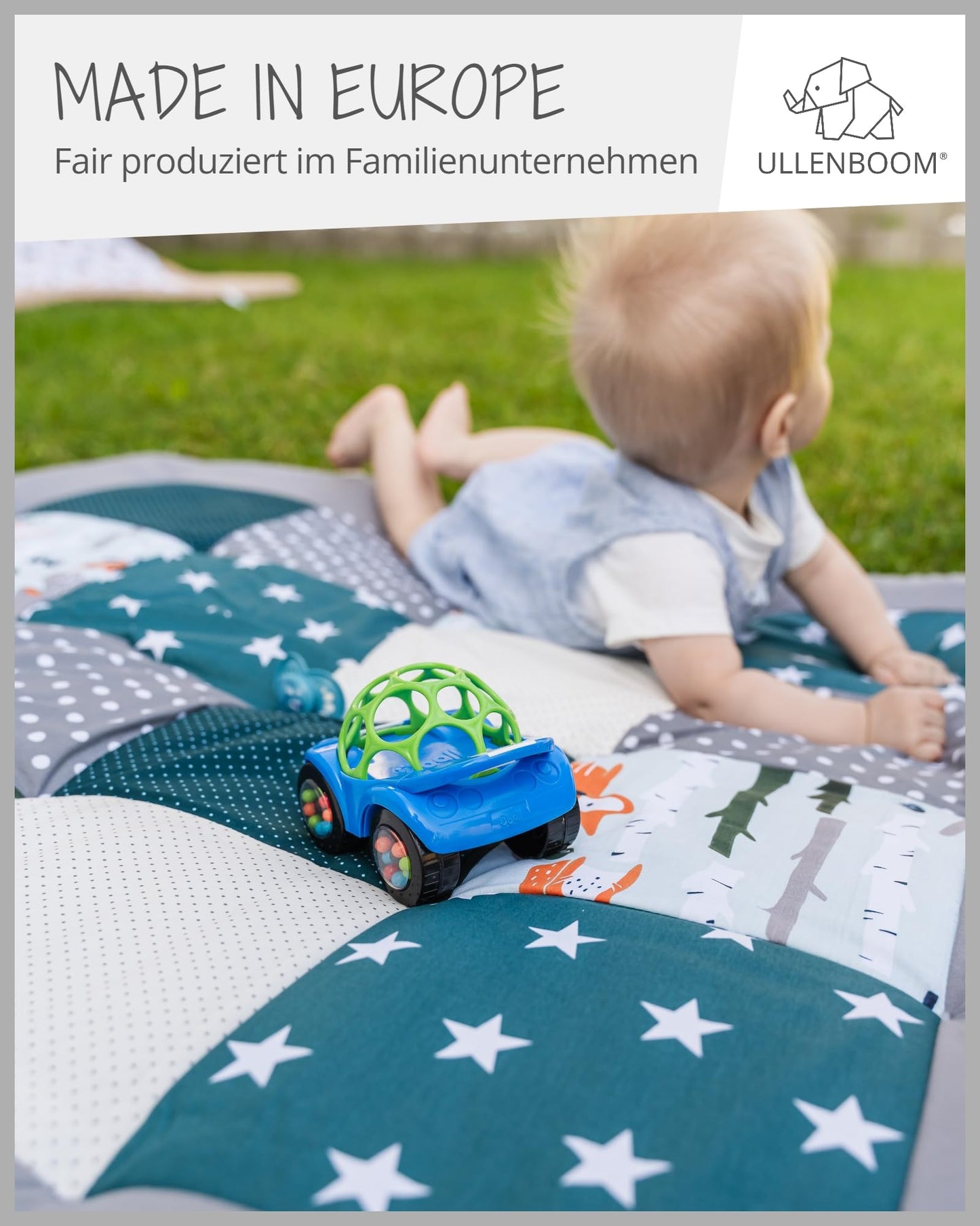 ULLENBOOM Krabbeldecke für Baby 100x100 cm, 100% OEKO-TEX Materialien, Made in EU, Dick & weich gepolstert, Sandblume - ideal als Babydecke, Laufgittereinlage & Spieldecke Baby