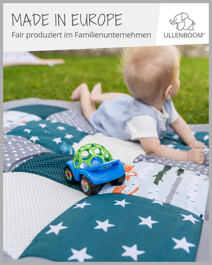 ULLENBOOM Krabbeldecke für Baby 100x100 cm, 100% OEKO-TEX Materialien, Made in EU, Dick & weich gepolstert, Sandblume - ideal als Babydecke, Laufgittereinlage & Spieldecke Baby