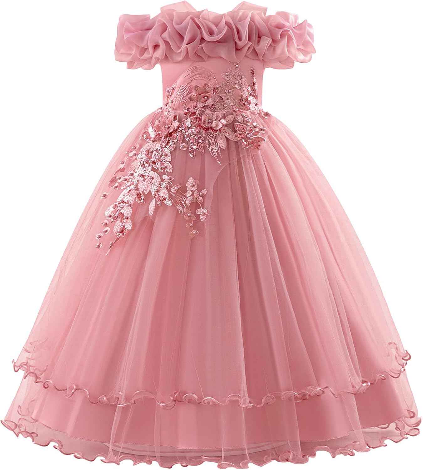 Children's Girls Flower Girl Dresses Embroidered Wedding Bridesmaid Dresses Strapless Princess Dresses Piano Costumes