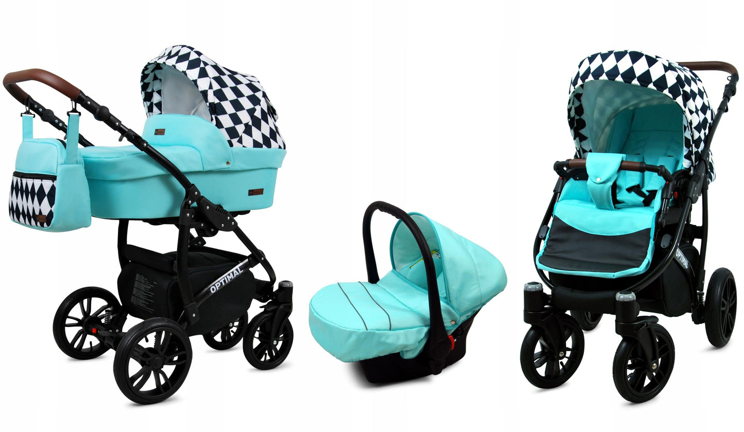 BabyLux® Kinderwagen Set 4 in 1 - Optimal - incl. Babywanne, Buggy Sportsitz, Auto-Babyschale, ISOFIX-Basisstation - Autositz - Kinderwagenset - Kombikinderwagen mit Wickeltasche usw.