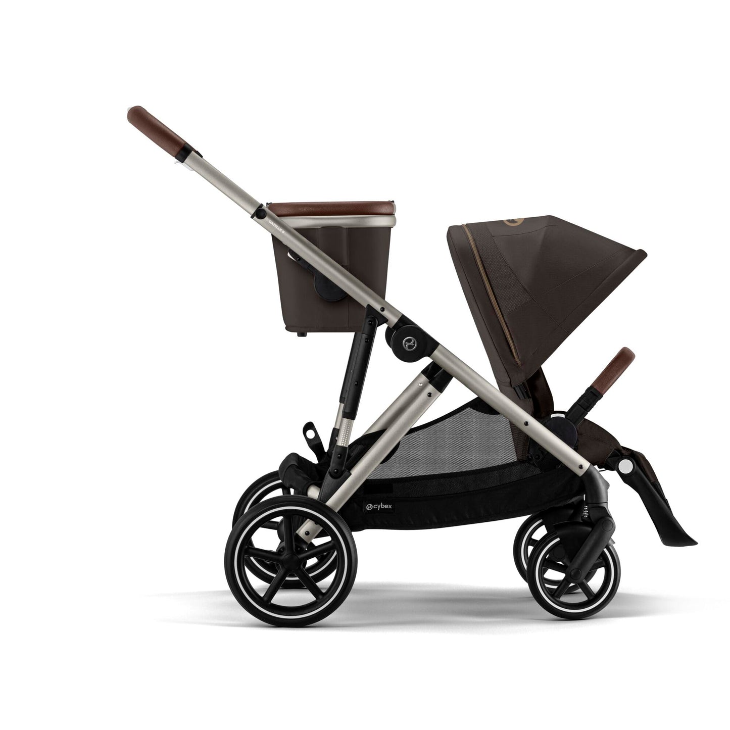 CYBEX Gold Kinderwagen e-GAZELLE S, Ab Geburt bis ca. 4 Jahre, Max. 22 kg (Single-Modus) / 2x 22 kg (Duo-Modus), All-in-1-System mit E-Antrieb und 20+ Konfigurationen, Stone Grey