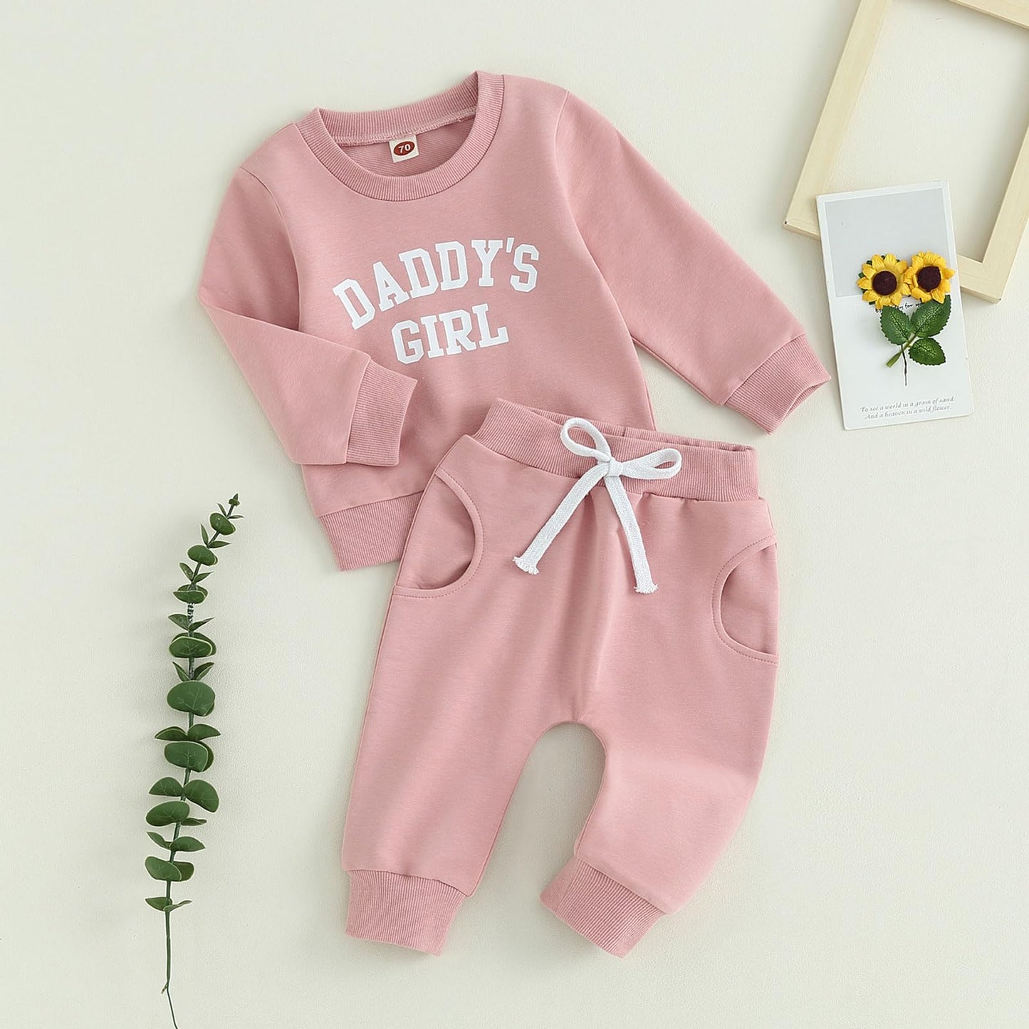 Baby Unisex Weihnachten 2-teilige Hosen Set Jungen Mädchen Weihnachten Outfit Langarm Lebkuchen Papas Mädchen Briefdruck Sweatshirt + Jogginghose Weihnachten Outfit Set Weihnachten Streetwear