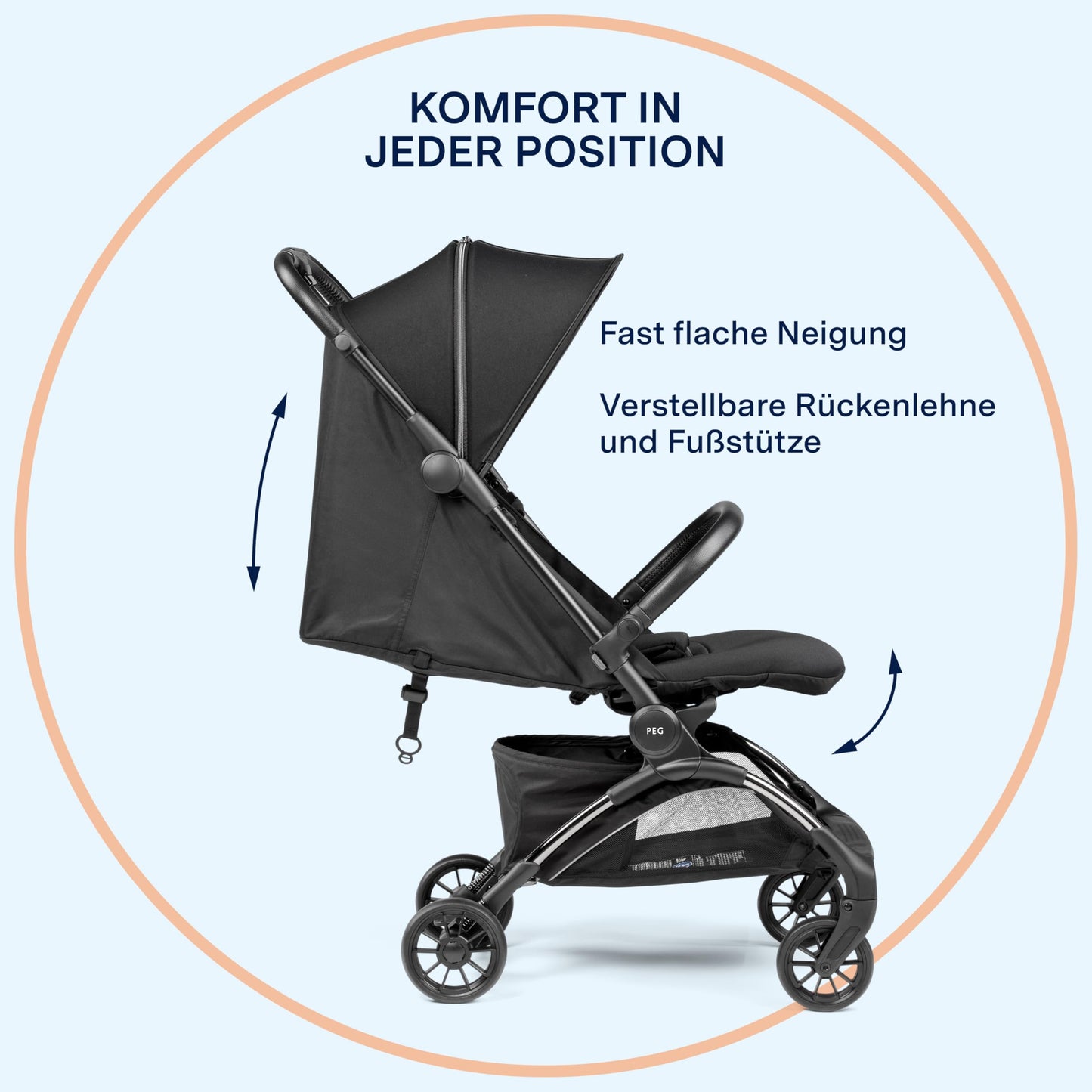PEG Leichter Buggy Volo mit Regenschutz, Handgepäckgröße, Flugzeuggeeignet, Kompakt, Ab Geburt bis 22 kg, Reisetasche Inklusive, Malva