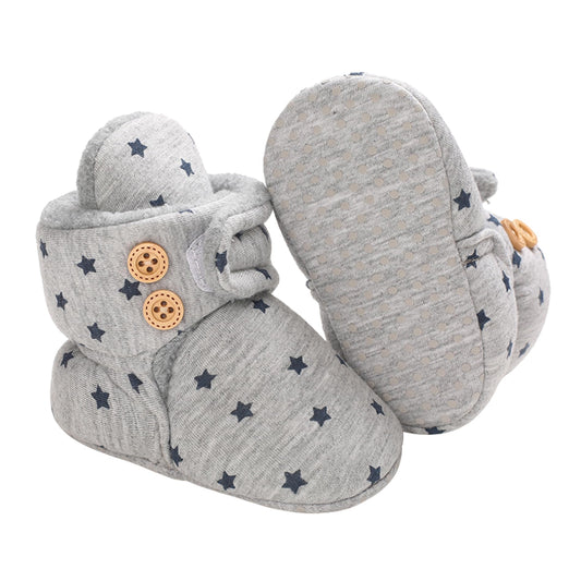 Newborn Warm Winter Booties, Organic Cotton Lining and Non-Slip Stripes, Booties, Sock Shoes for Winter with Soft Sole, Crawling Shoes, Size 0 - 18 Months, Baby Boys and Girls, Prewalker and Toddler Shoes