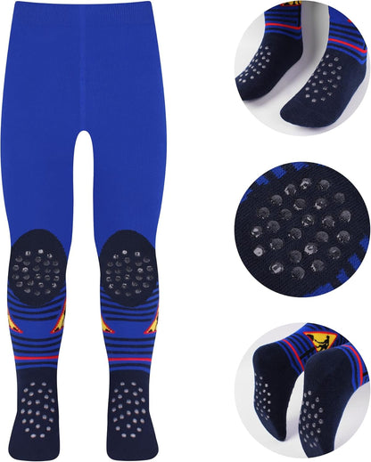 L&K-II Pack of 3 Crawling Tights Baby Girls Boys Tights with ABS Sole Non-Slip Nubs Car Aeroplane Lion Motif 2731