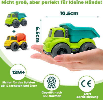 AESTEMON Sand Toy from 1 Year, Sandpit Toy Dump Truck & Concrete Mixer Truck Children's Toy from 1 2 Years, Indoor Outdoor Car Toy Baby Gift Boy 1 2 3 Years, Pack of 2