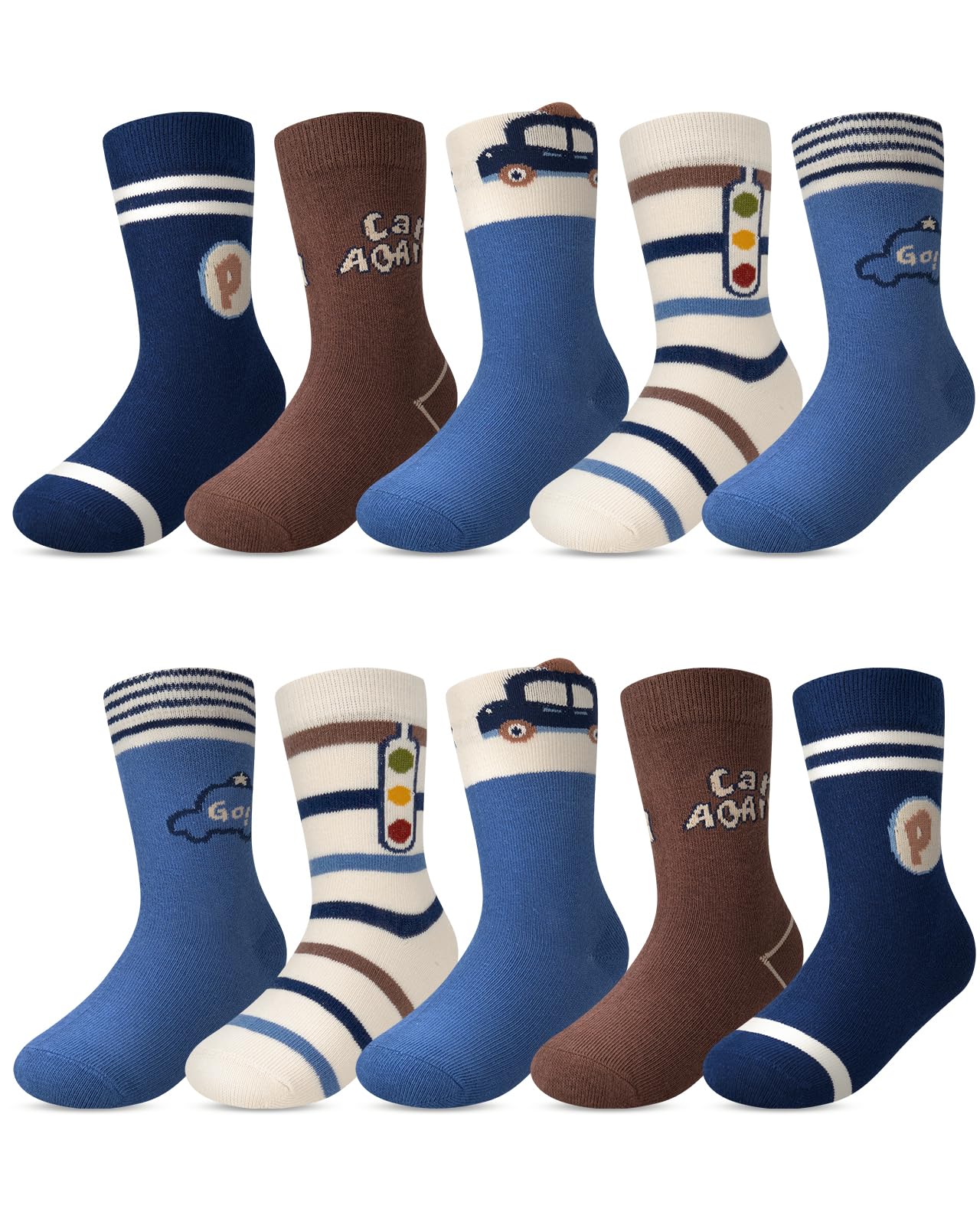 Kyopp 10 Paar Socken Kinder Mädchen und Jungen Klassisch Socken Lustig Cotton Socken Crew Socks Winter/Sommer