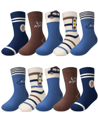 Kyopp 10 Paar Socken Kinder Mädchen und Jungen Klassisch Socken Lustig Cotton Socken Crew Socks Winter/Sommer