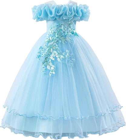 Children's Girls Flower Girl Dresses Embroidered Wedding Bridesmaid Dresses Strapless Princess Dresses Piano Costumes