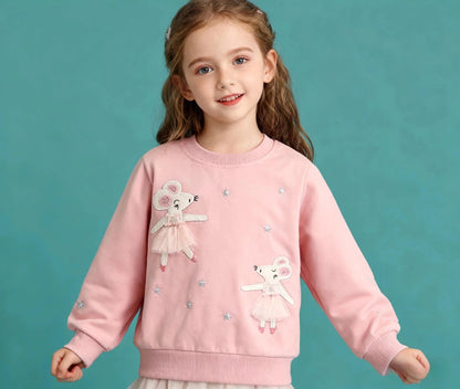 Sweatshirt Mädchen Pullover Kinder Mädchen Baumwolle Langarm Shirt Einhorn Bunny Warm Tops 2-8 Jahre Größe 92 98 104 110 116 122 128