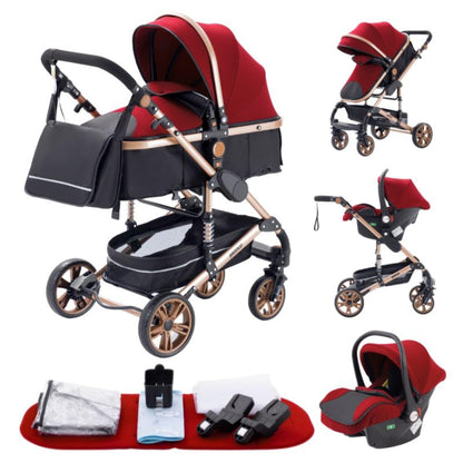 YAZOCO Kinderwagen 3 in 1 Buggy Babybett Komplett Set mit einem Klick Zusammenklappbarer Kinderwagen, KombiKinderwagen Aluminiumrahmen für Neugeborene Sitzzubehör - Meloni2