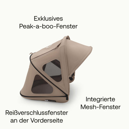 Bugaboo Dragonfly Sonnendach mit Lüftungsfenstern, ausziehbar für zusätzlichen und optimalen Sonnenschutz, wasserabweisend, Deep Indigo