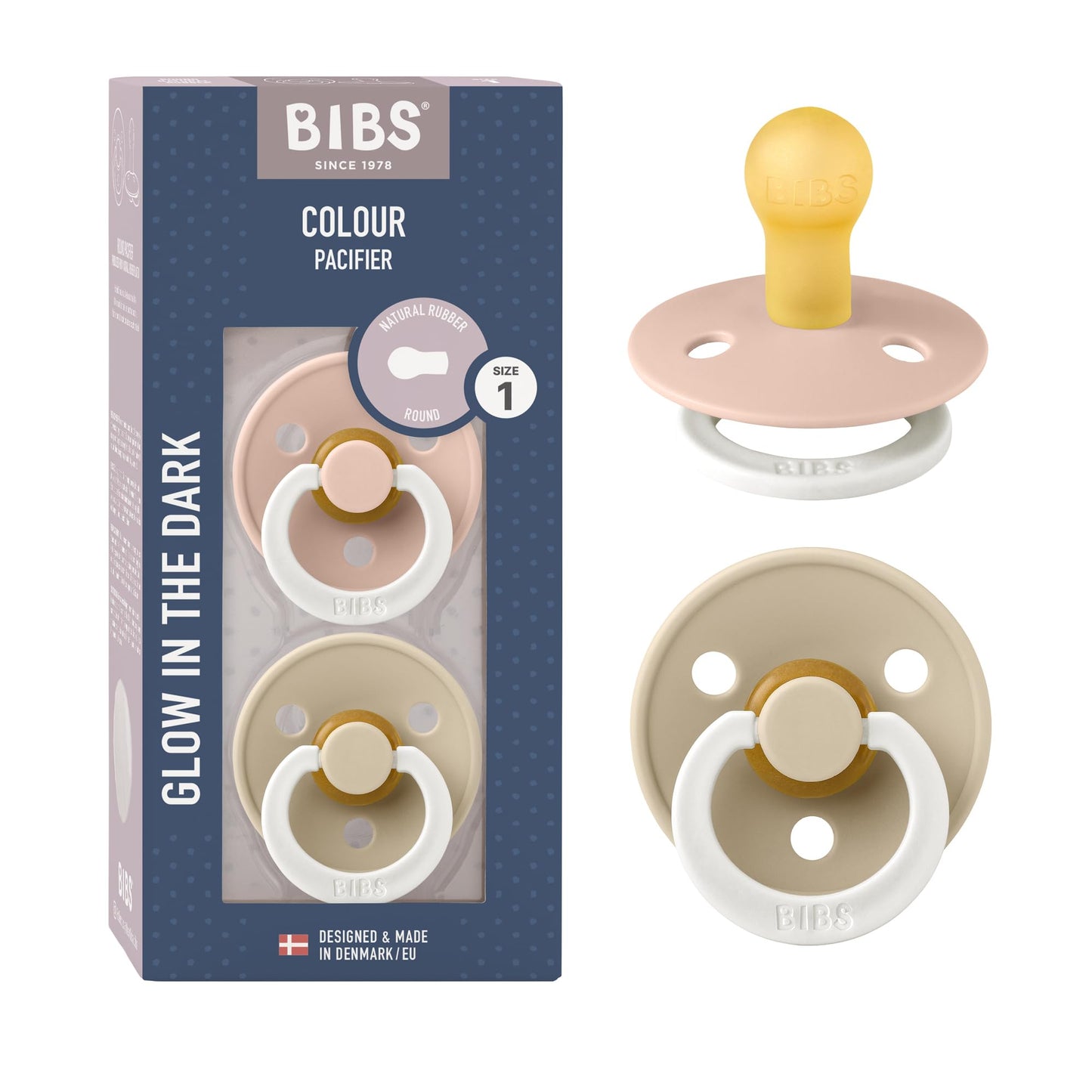 BIBS Colour Schnuller 2er-Pack, BPA-frei, Kirschform Nippel. Naturkautschuk/Latex, Hergestellt in Dänemark. Größe 2 | 6+ Monate | 2-Pack, Coral/Ruby