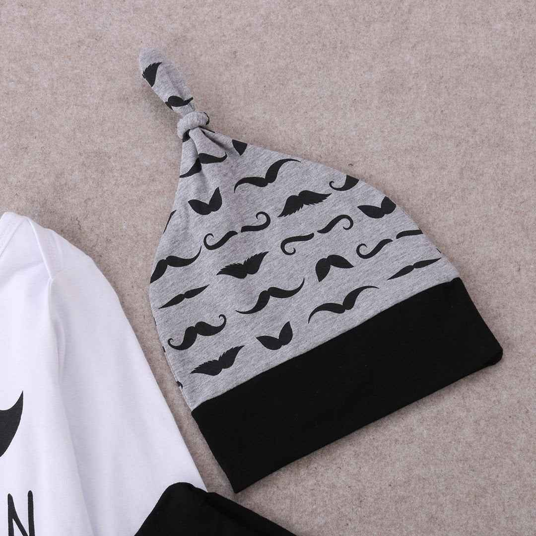 Juflam Neugeborenes Baby Kleidung Kleiner Mann Top Strampler + Hose Legging + Hut 3 Stück Outfit Set