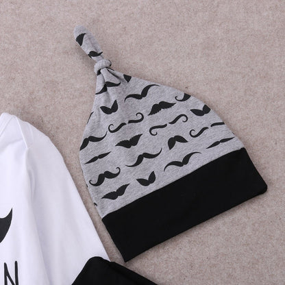 Neugeborenes Baby Kleidung Kleiner Mann Top Strampler + Hose Legging + Hut 3 Stück Outfit Set