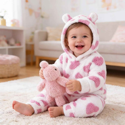 Kunyeah 2pcs Baby Girls Fleece Clothing Toddler Plush Pullover Sweatshirt Newborn Long Sleeve Top Trousers Set Warm Hoodies Outfit