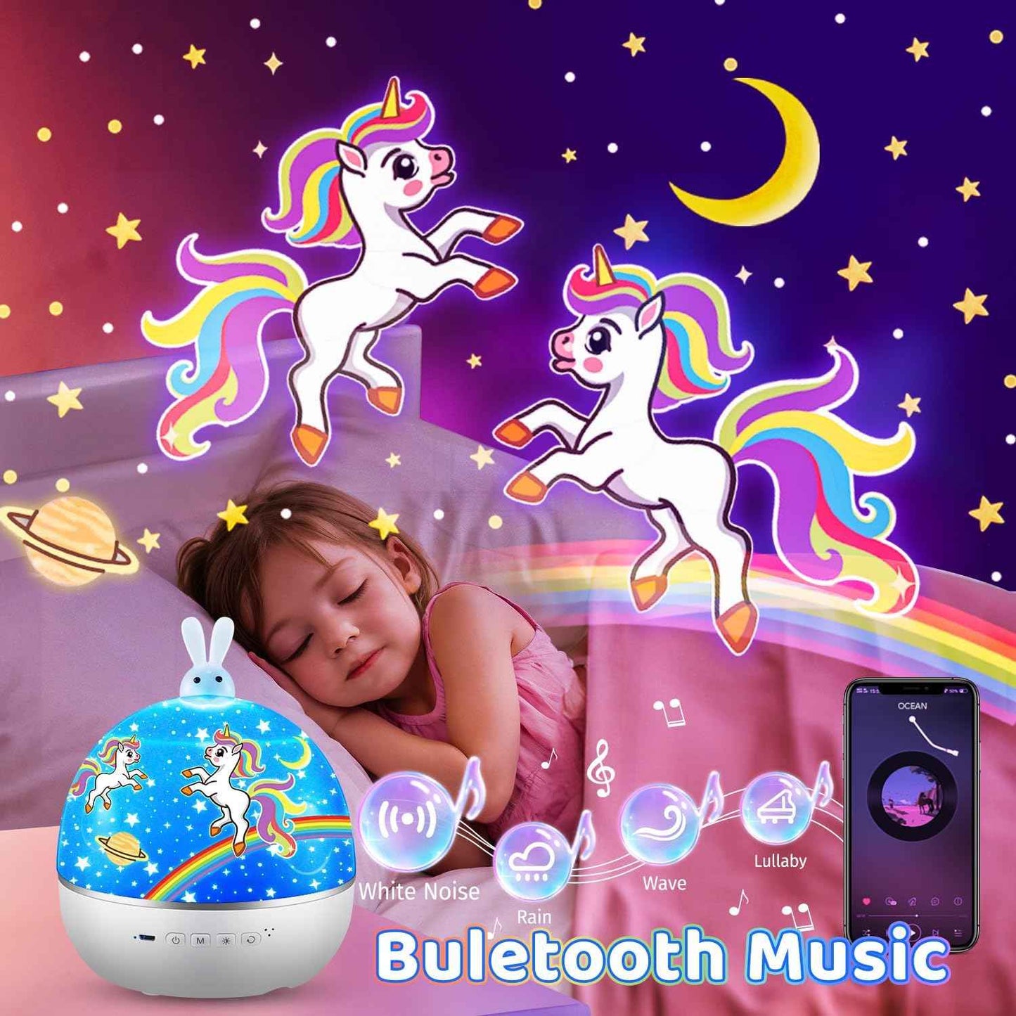 Sternenhimmel Projektor Kinder mit 15 Film, Nachtlicht Kinder Nachtlicht Baby, Bluetooth Sternenprojektor Galaxy Projektor, Geschenke für Mädchen Kinder Geschenke Mädchen, Kinderzimmer Deko