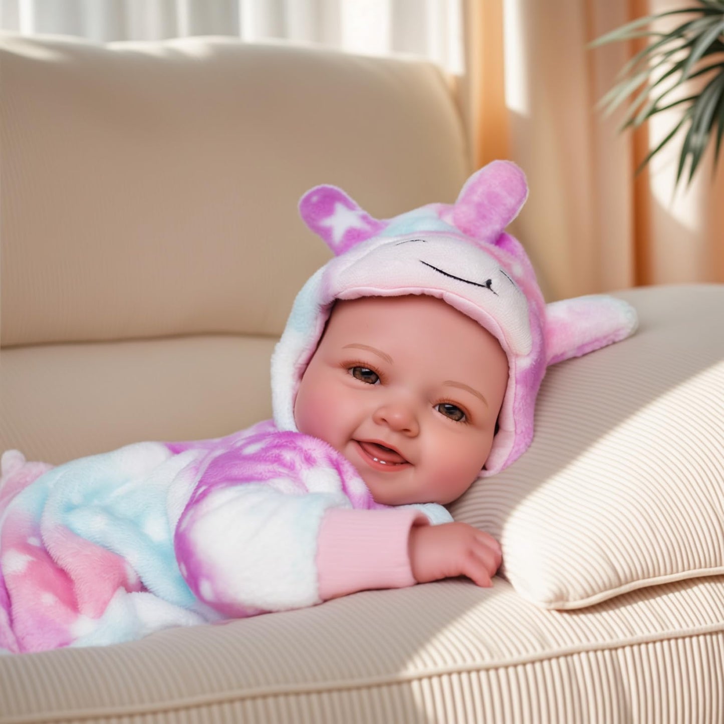 BABESIDE Baby Puppe - 43 cm / 17 Zoll Mädchen Babypuppen mit Stoffkörper - Babypuppe Mit Bezauberndem Outfit, Schnuller Und Babyflasche Als Geschenk FüR Kinder Ab 2 Jahren