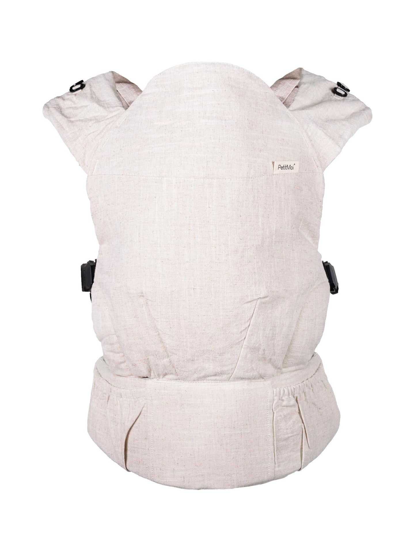 Petit Moi Première Babytrage Rucksack Halter ab 3,5 kg Neugeborene Kleinkinder Unisex speziell designt für aktive Väter und Mütter robuste atmungsaktive Baumwolle Leinen - écru - One Size