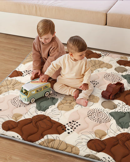 Lambluefly Krabbelmatte Baby Faltbar, Verdickte Krabbeldecke für Baby 127x127cm, Anti Rutsch Matte, Maschinenwaschbare, Spielmatte Baby Faltbar, Baby Play Mat für Laufgitter, Design im Bohème-Stil - Meloni2