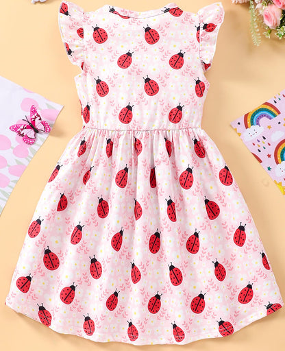 EULLA Kinder Mädchen Kleid Kurzarm Lässig A-Linie Regenbogenstreifen Erdbeere Marienkäfer Schmetterling Kleider Gr.92 98 104 110 116 122