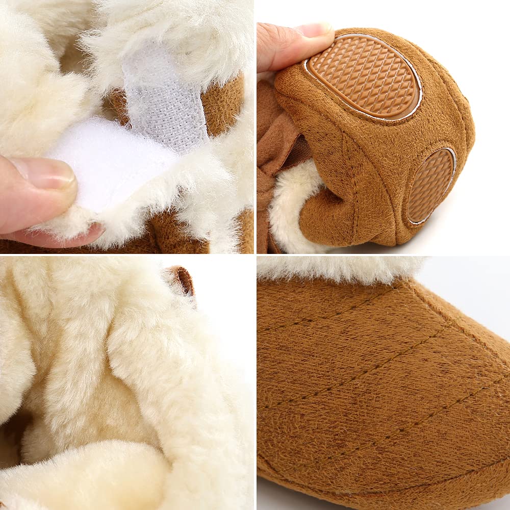Tolaler Baby Newborn Fleece Booties Unisex, Thickened Lining, Warm Baby Winter Shoes, Adjustable Non-Slip with Soft Sole, Baby Booties/Everyday Wear (0–18 Months)