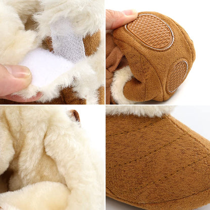 Tolaler Baby Newborn Fleece Booties Unisex, Thickened Lining, Warm Baby Winter Shoes, Adjustable Non-Slip with Soft Sole, Baby Booties/Everyday Wear (0–18 Months)