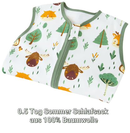 Chilsuessy Summer Baby Sleeping Bag, Small Children’s Sleeveless Pyjamas for Summer and Spring, 100 % Cotton