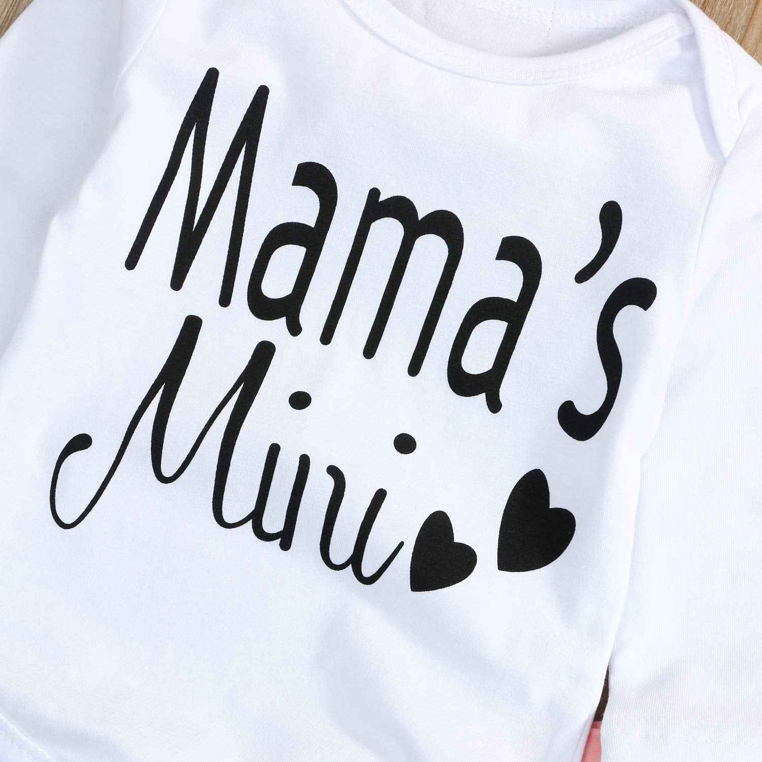 Juflam Neugeborene Baby Mädchen Kleidung Mama Sprüche Mama Mini Strampler Top Hose Outfit Set mit Stirnband