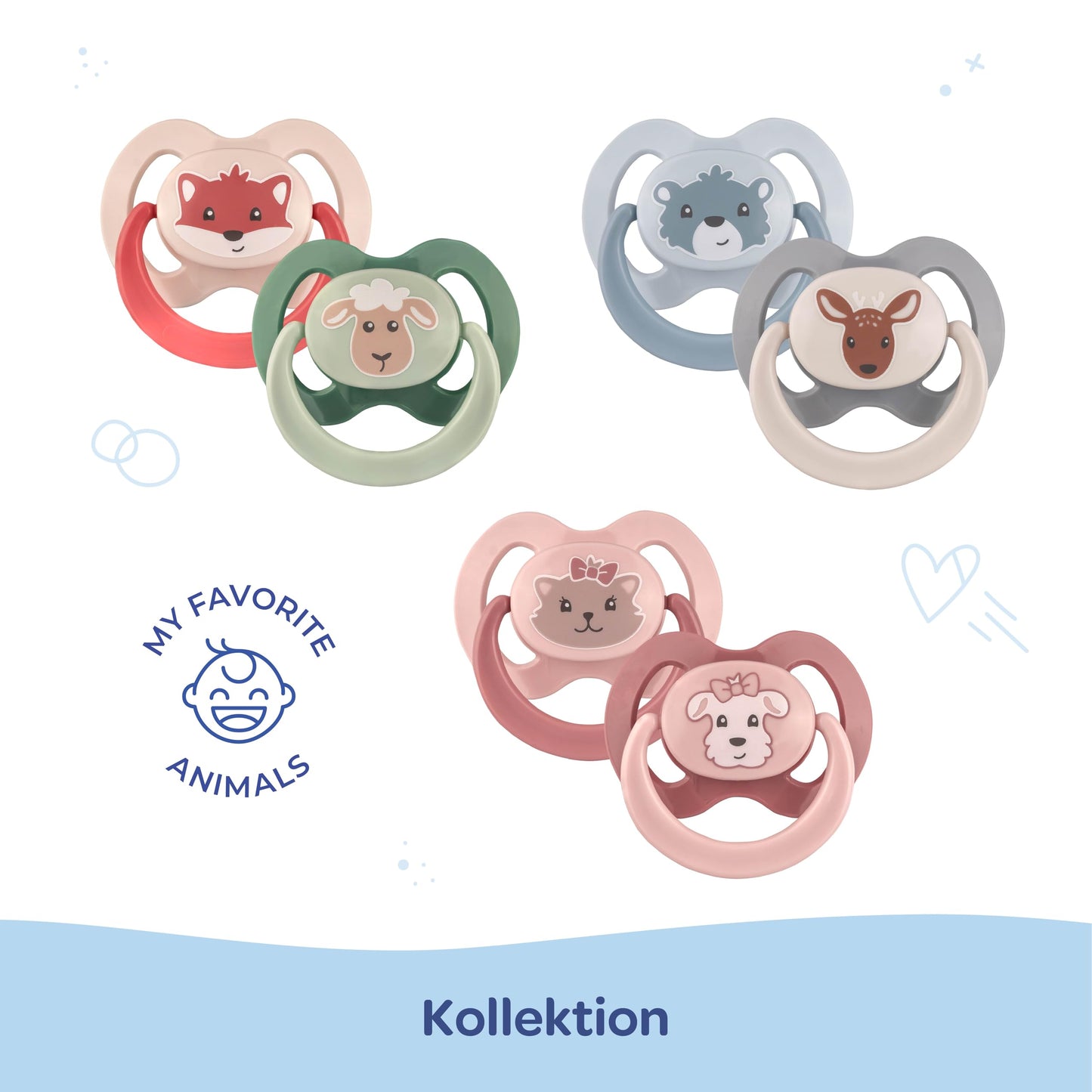 babynova Silikon Schnuller 2er-Set mit Sterilisationsbox - Schnuller Größe 1, 0-6 Monate - kiefergerechter Nuckel – BPA-frei – Made in Germany - Elefanten