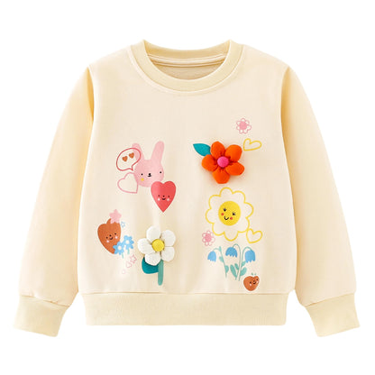 Sweatshirt Mädchen Pullover Kinder Mädchen Baumwolle Langarm Shirt Einhorn Bunny Warm Tops 2-8 Jahre Größe 92 98 104 110 116 122 128