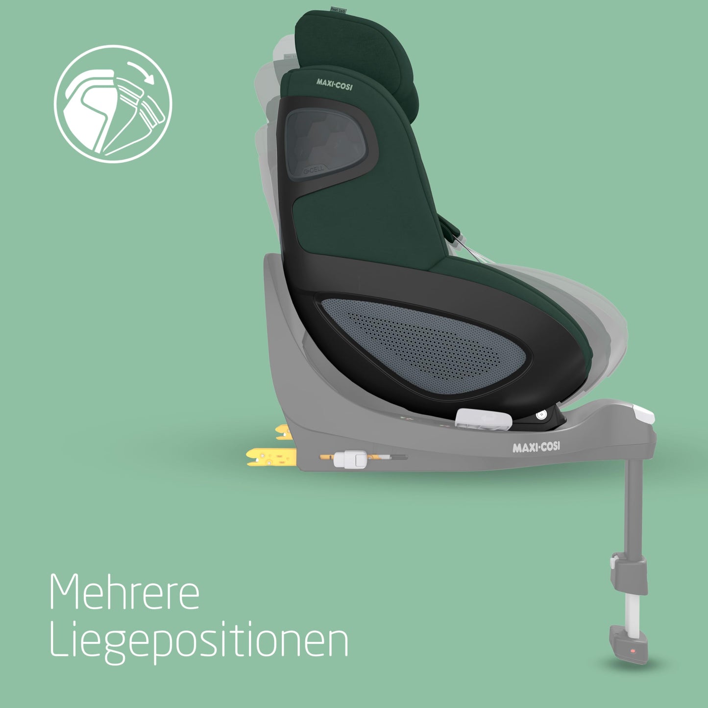 Maxi-Cosi Pebble 360 i-Size Babyschale Drehbar, Neugeborenen Autositz 360 Grad, 0–15 Monate (40–83 cm), Drehung mit einer, ClimaFlow, Easy-In-Gurt, G-CELL Seitenaufprallschutz, Essential Green - Meloni2