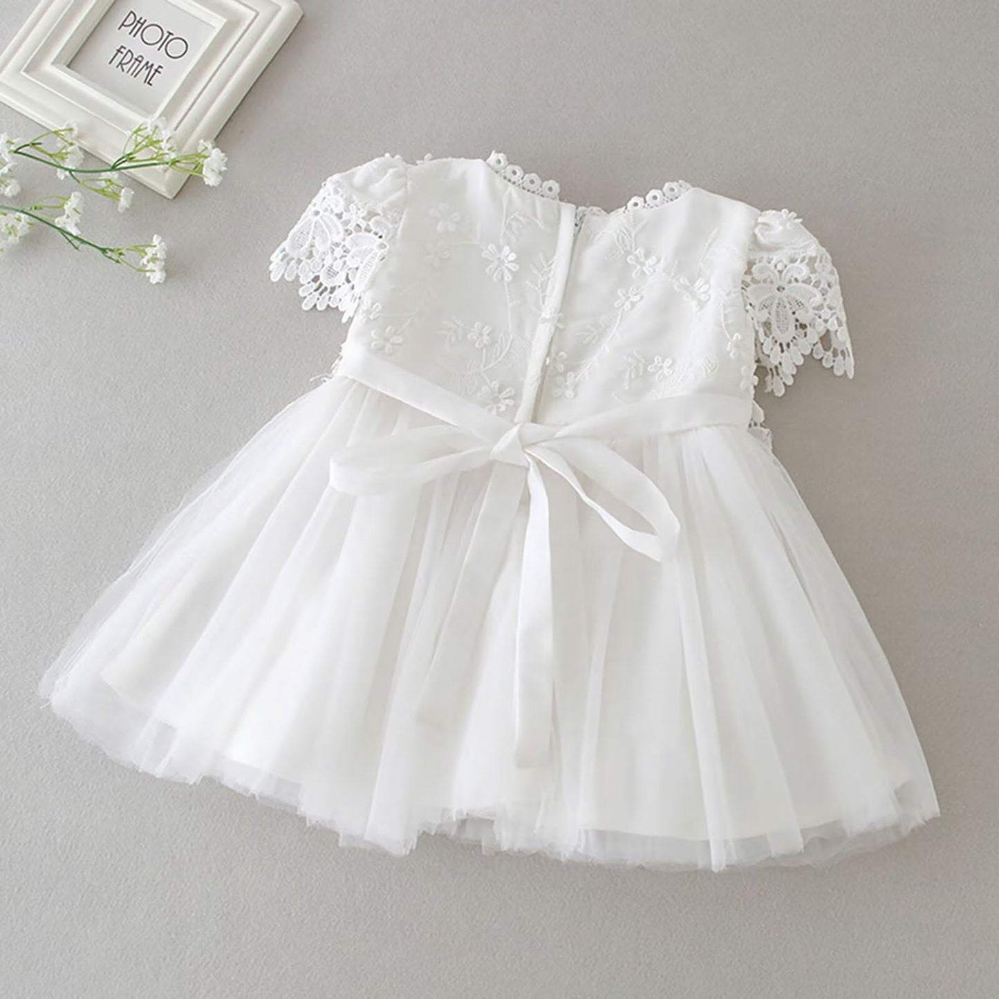 Baby Mädchen Weiße Taufe Kleid mit Kapuze Neugeborene Taufe Kleid Spitze Kleid für Hochzeit Geburtstag