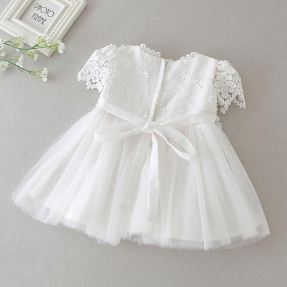 Baby Mädchen Weiße Taufe Kleid mit Kapuze Neugeborene Taufe Kleid Spitze Kleid für Hochzeit Geburtstag