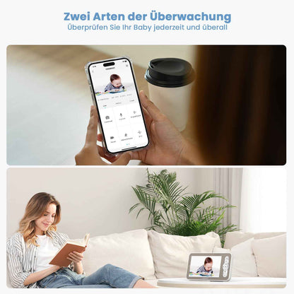 ieGeek Babyphone 2K 5" WLAN PTZ 360° Nachtsicht, App, Bewegungserkennung | automatischer Verfolgung, Weinerkennung, App-Steuerung, Temperaturanzeige
