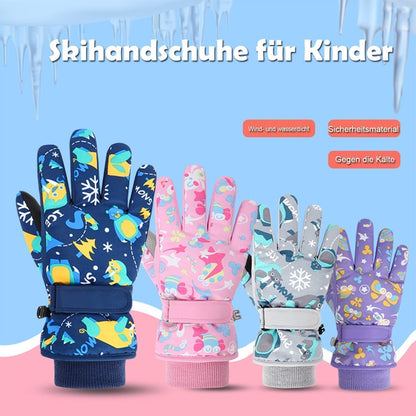 FAYHIJUN Children's Winter Snow Gloves Ski Gloves for 1-13 Years Girls Boys PU Palm Waterproof Windproof Warm Fleece Winter Gloves Cycling Gloves