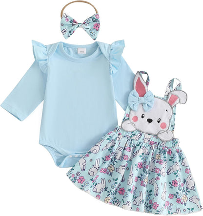 ESSECMBS Infant Baby Girl Halloween Romper Skirt 3 Pieces Clothing Set Long Sleeve Ruffle Shoulder Body Braces Pumpkin Ghost Skirt Headband Girls All Saints Clothing