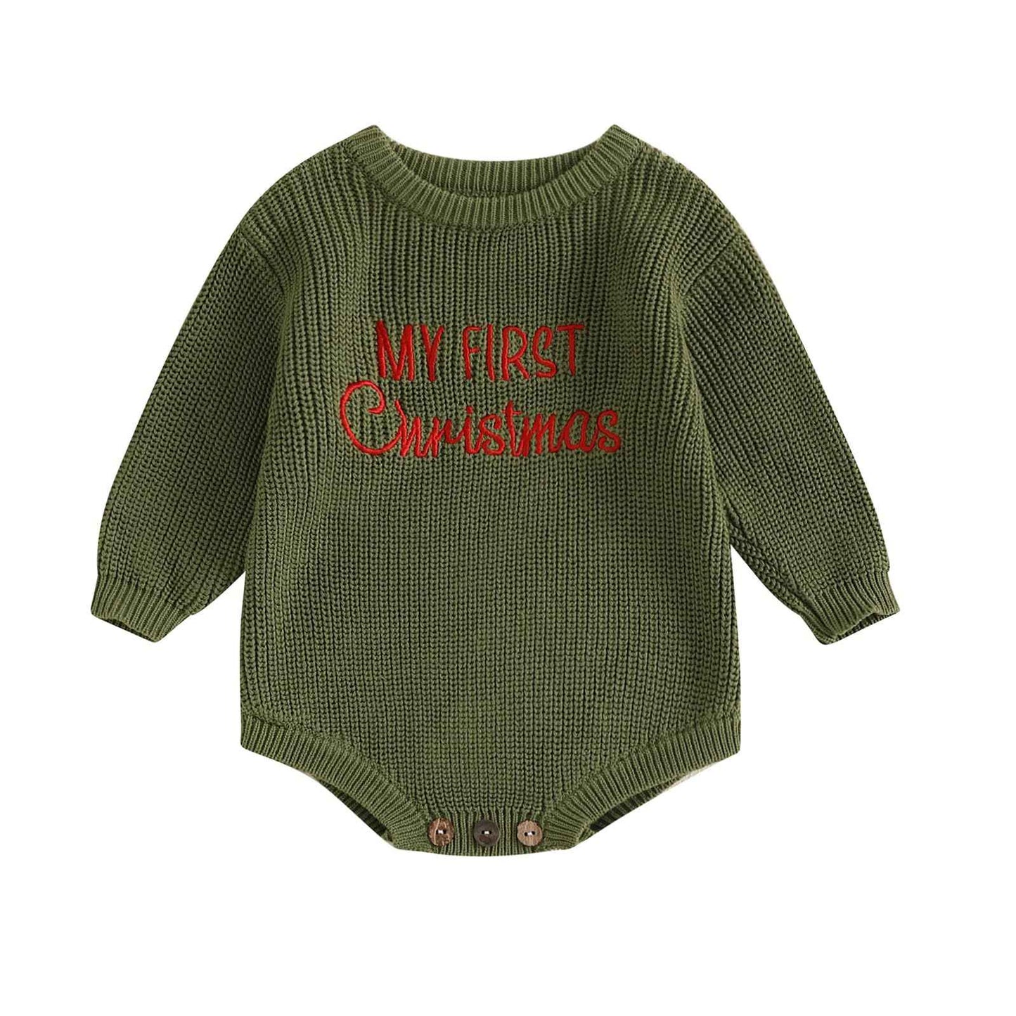 Geagodelia Knitted Christmas Romper Baby Girl Boy Christmas Jumper My First Christmas Newborn Baby Jumper Romper Bodysuit Christmas Jumper