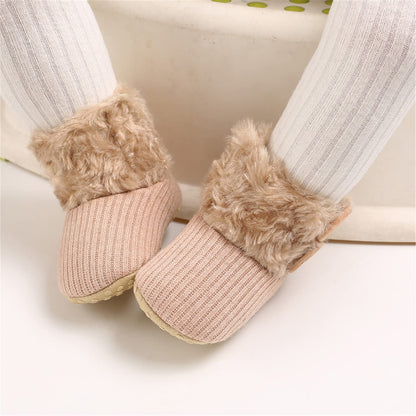 Newborn Warm Winter Booties, Organic Cotton Lining and Non-Slip Stripes, Booties, Sock Shoes for Winter with Soft Sole, Crawling Shoes, Size 0 - 18 Months, Baby Boys and Girls, Prewalker and Toddler Shoes