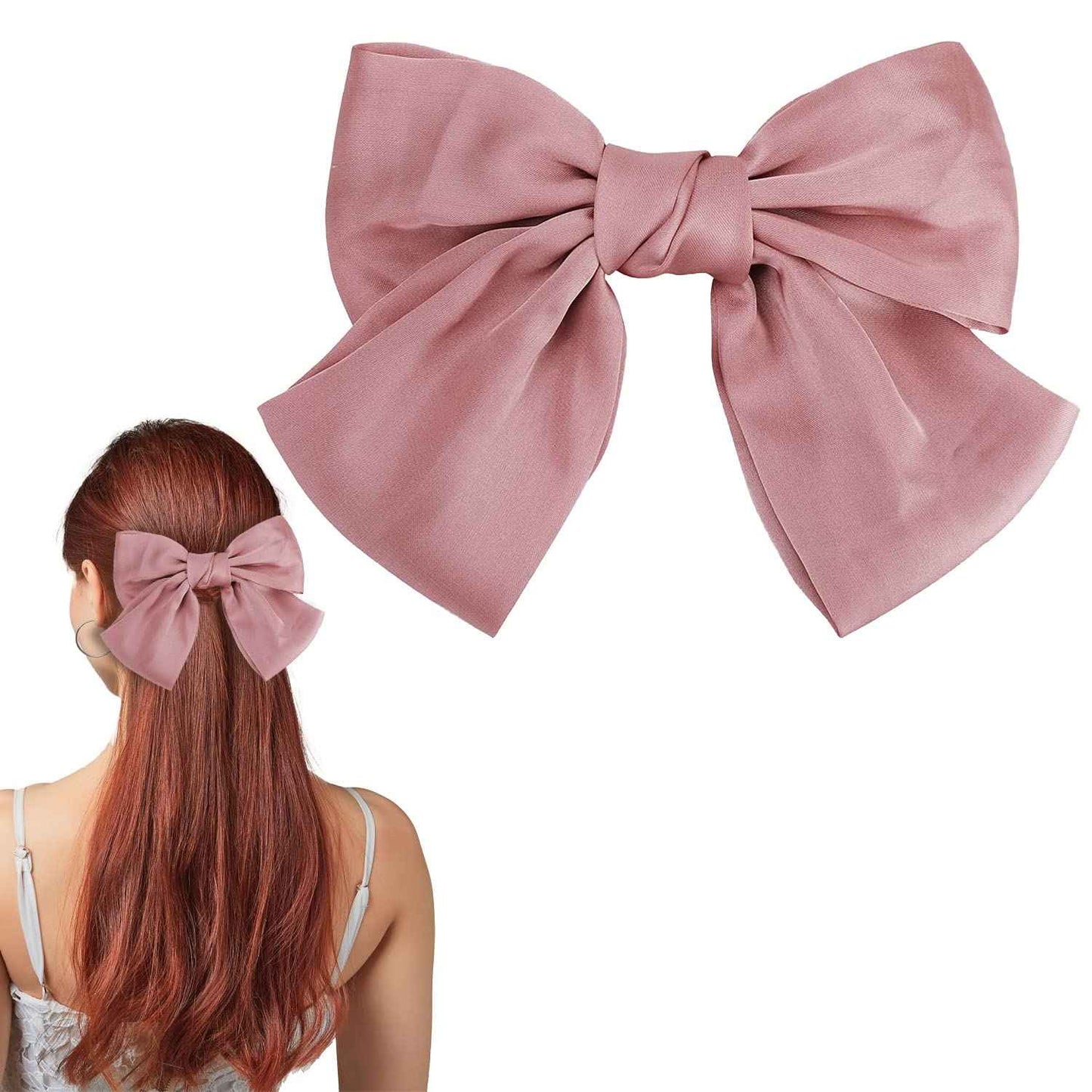 Bow Hair Clip, Pack of 2 Women Hair Bows Large Bow Hair Clip French Hair Clips Girls Hair Clips (Black + White)